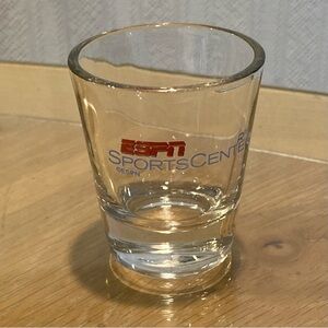 Vintage ESPN SPORTS CENTER Shot Glass 1990s. 2.5 inches tall.